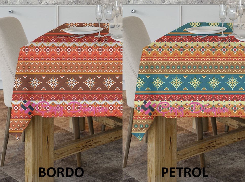 180 Cm Şark Kilim Yuvarlak Masa Örtüsü