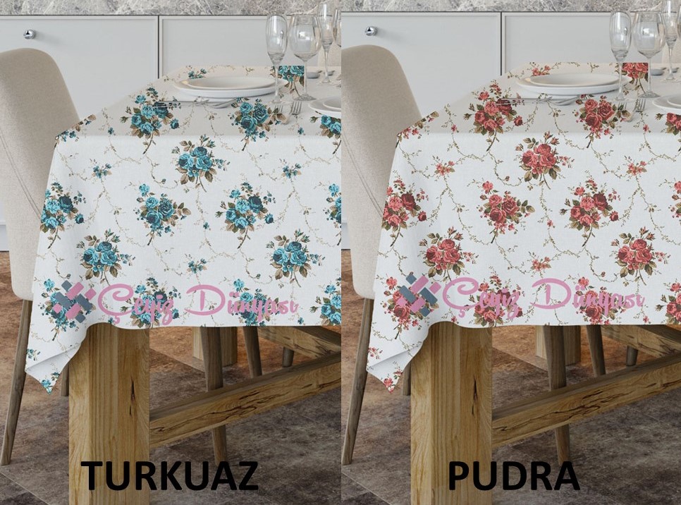 120 Cm Çiçekli Yuvarlak Masa Örtüsü