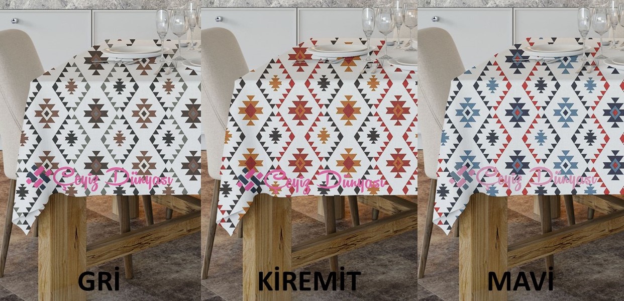 180x200 Cm Kilim Dikdörtgen Masa Örtüsü